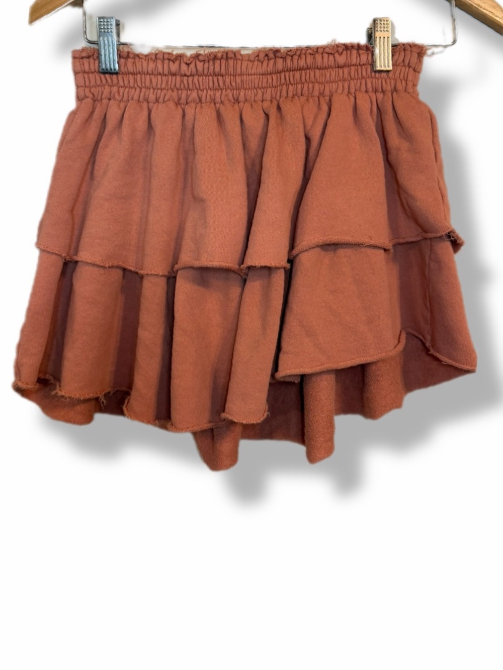 Aerie Tiered Ruffle Mini Skirt XS Dusty Rose 100% Cotton Boho Cottagecore - Picture 1 of 8